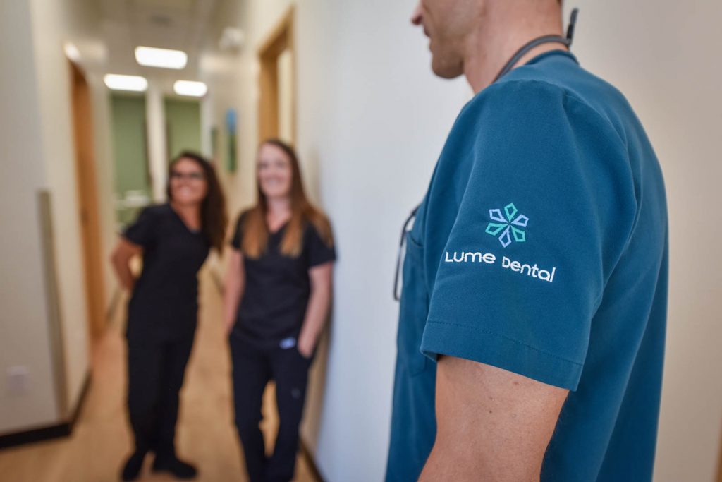 Dr. Courtney Doerksen with Assistant Team | Lume Dental | General & Family Dentist | Red Deer